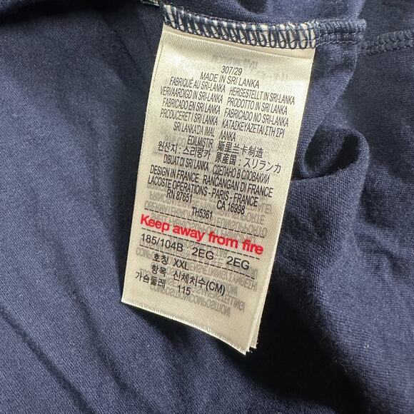 Lacoste Hoodie Mens 2XL Sleepwear Embossed Croc Logo Navy Blue Pullover Lounge - Picture 10 of 14